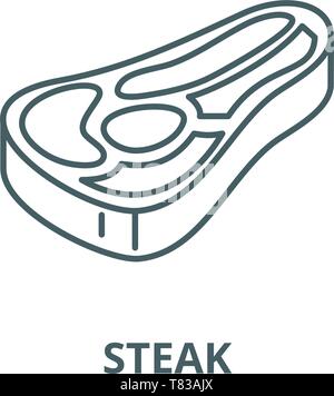 L'icône de la ligne du vecteur Steak, concept linéaire, contour affiche, symbole Illustration de Vecteur