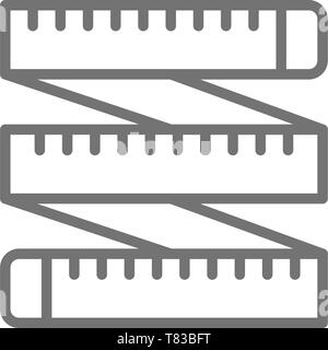 Ruban à mesurer, centimètre sur mesure, l'icône de la ligne de la roulette. Illustration de Vecteur