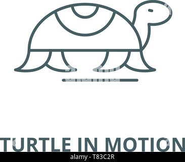 Tortue dans l'icône de la ligne du vecteur de mouvement linéaire, concept, contours affiche, symbole Illustration de Vecteur