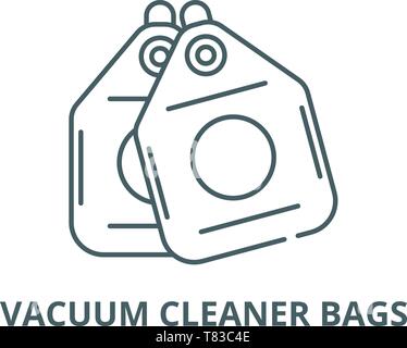 Sacs aspirateur sur l'icône de la ligne du vecteur linéaire, concept, contours affiche, symbole Illustration de Vecteur