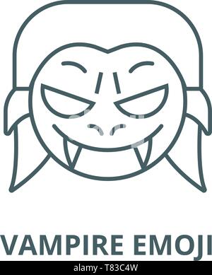 L'icône de la ligne du vecteur emoji Vampire, concept linéaire, contour affiche, symbole Illustration de Vecteur