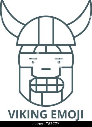 L'icône de la ligne du vecteur emoji Viking, concept linéaire, contour affiche, symbole Illustration de Vecteur