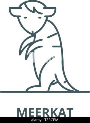 Meerkat, l'icône de la ligne du vecteur concept linéaire, contour affiche, symbole Illustration de Vecteur