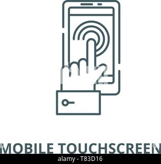L'icône de la ligne du vecteur de l'écran tactile mobile, concept linéaire, contour affiche, symbole Illustration de Vecteur