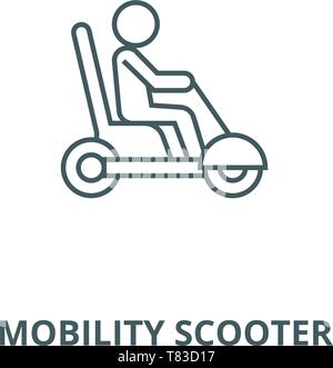 Scooter de mobilité, l'icône de la ligne du vecteur concept linéaire, contour affiche, symbole Illustration de Vecteur