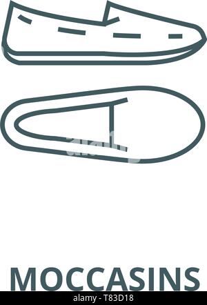 L'icône de la ligne du vecteur des mocassins, concept linéaire, contour affiche, symbole Illustration de Vecteur