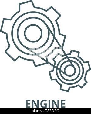Les paramètres du moteur, l'icône de la ligne du vecteur moteur linéaire, concept, contours affiche, symbole Illustration de Vecteur