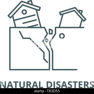 Les catastrophes naturelles, l'icône de la ligne du vecteur concept linéaire, contour affiche, symbole Illustration de Vecteur