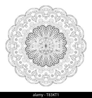 Aperçu de la page de coloriage Mandala. La thérapie anti-stress modèle vectoriel Illustration de Vecteur