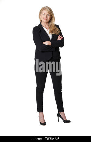 Portrait de Portrait Of Mature Woman Against White Background Banque D'Images