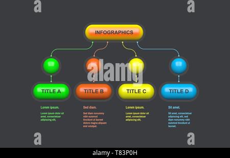 Diagramme de. Infographic design avec 4 options, étapes ou de processus. Modèle 3D de vecteur pour le schéma, présentation et concept d'entreprise. Illustration de Vecteur