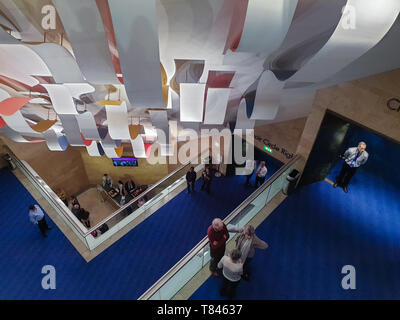 Manchester, Angleterre - 17 février 2019 - vue de l'intérieur les couloirs de la Bridgewater Hall. La salle est la salle de concert de Manchester international, Banque D'Images