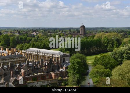 Vue générale de l'Université de Cambridge y compris le Trinity College et Cambridge University Library Banque D'Images