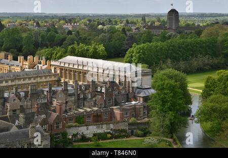 Vue générale de l'Université de Cambridge y compris Kings College Chapel, Sénat Chambre et l'ancienne école et de Gonville & Caius College Banque D'Images