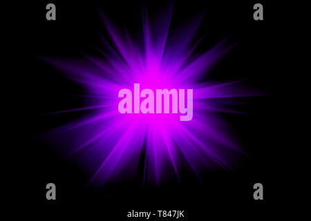 Bleu Violet flash lumineux de la lumière dans l'obscurité. Motion Blur. Staburst. Abstract illustration de Lumières floues. Background Overlay avec shin Banque D'Images