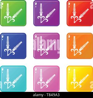 Blé haut icons set 9 couleurs Illustration de Vecteur