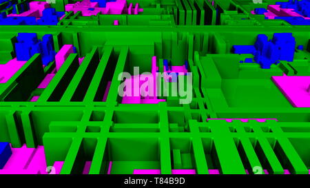 Gros plan du circuit lumineux futuriste, en 3d, l'arrière-plan du contenu généré par ordinateur, serveur futuriste de circuit imprimé Banque D'Images