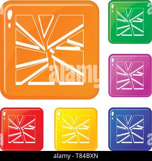 Broken Glass icons set vector color Illustration de Vecteur