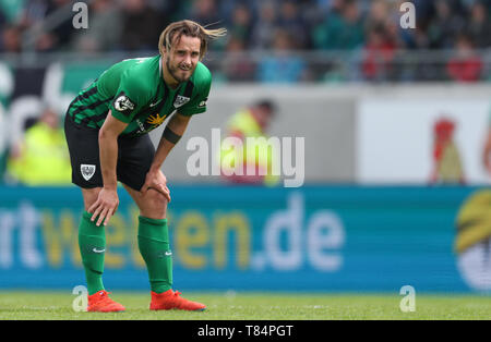 11 mai 2019, en Rhénanie du Nord-Westphalie, Münster : Soccer : 3e ligue, 37e journée, la Prusse Münster - Karlsruher SC dans le stade de Prusse. Münster Sandrino Braun est déçu après avoir marqué 0:2. Photo : Friso Gentsch/dpa Banque D'Images