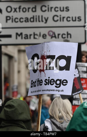 Regent Street, Londres, Royaume-Uni. 11 mai 2019. Manifestation nationale de la Palestine, de protestation à travers Londres. Crédit : Matthieu Chattle/Alamy Live News Banque D'Images