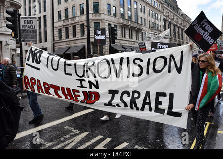 Regent Street, Londres, Royaume-Uni. 11 mai 2019. Manifestation nationale de la Palestine, de protestation à travers Londres. Crédit : Matthieu Chattle/Alamy Live News Banque D'Images