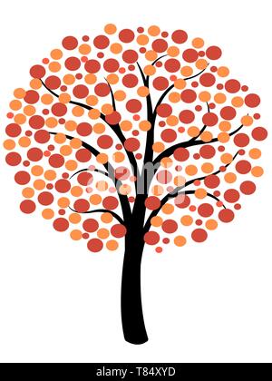 Arbre généalogique simple - vecteur illustration symbole naturel. Usine de rouge en automne. Illustration de Vecteur