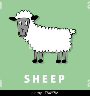 Livre pour enfants cute cartoon moutons - illustration des animaux de ferme. Illustration de Vecteur