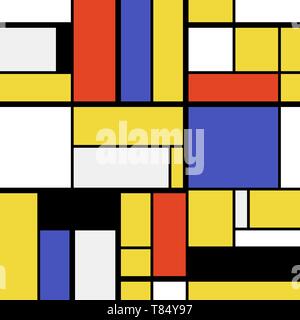L'art géométrique abstrait pattern - style Mondrian des carrés et des rectangles vecteur. Illustration de Vecteur