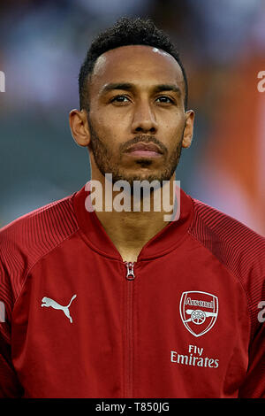 Valence, Espagne - 09 MAI : Pierre-Emerick Aubameyang d'Arsenal regarde avant l'UEFA Europa League Semi finale deuxième match de jambe entre Valence et l'Arsenal, à l'Estadio Mestalla le 9 mai 2019 à Valence, en Espagne. (Photo de David Aliaga/MO Media) Banque D'Images