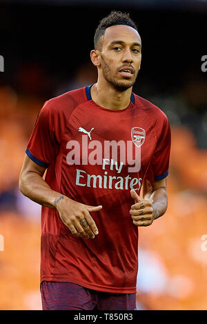 Valence, Espagne - 09 MAI : Pierre-Emerick Aubameyang d'Arsenal regarde avant l'UEFA Europa League Semi finale deuxième match de jambe entre Valence et l'Arsenal, à l'Estadio Mestalla le 09 mai 2019 à Valence, Espagne (photo de David Aliaga/MO Media) Banque D'Images