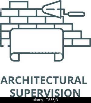 La supervision de l'architecture, l'icône de la ligne du vecteur concept linéaire, contour affiche, symbole Illustration de Vecteur