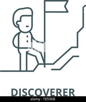L'icône de la ligne du vecteur Discoverer, concept linéaire, contour affiche, symbole Illustration de Vecteur
