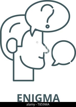 L'icône de la ligne du vecteur d'Enigma, concept linéaire, contour affiche, symbole Illustration de Vecteur