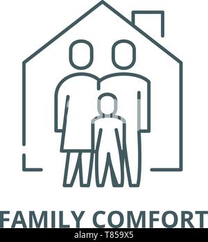 Le confort de la famille, l'icône de la ligne du vecteur concept linéaire, contour affiche, symbole Illustration de Vecteur