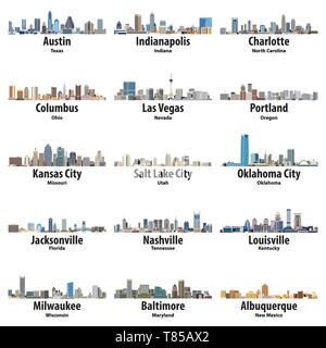 États-unis villes vecteur skylines Illustration de Vecteur