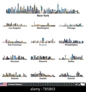 Vector illustration d'un horizon plus grandes villes des États-Unis Illustration de Vecteur