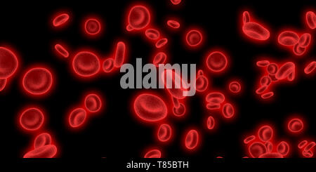 Les cellules rouges du sang qui coule à travers le système circulatoire Banque D'Images