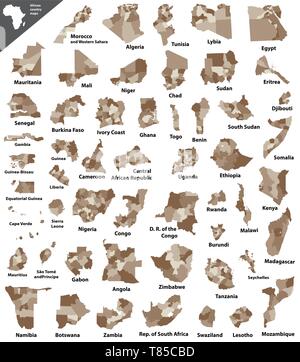 Cartes des pays africains Illustration de Vecteur