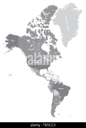 Carte politique détaillée haut vecteur d'Amérique continent Illustration de Vecteur