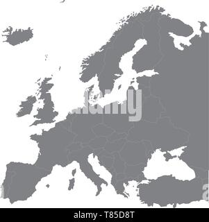 Europe haute carte détaillée du vecteur Illustration de Vecteur
