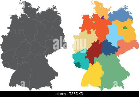 Allemagne carte vectorielle détaillée haut Illustration de Vecteur