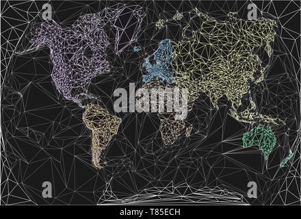 Carte du monde en style polygonale Illustration de Vecteur