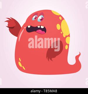 Cartoon effrayant monster ou ghost main pointée. Vector illustration d'Halloween fantôme rouge Illustration de Vecteur