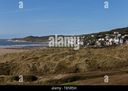 Vue sur les dunes de sable et de Woolacombe beach dans le Devon Banque D'Images