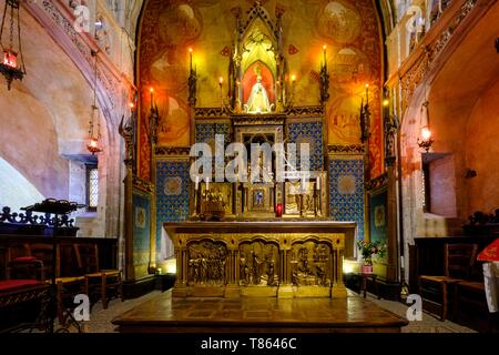 La France, Haut Quercy, Lot, Rocamadour, arrêt sur Saint Jacques de Compostelle pèlerinage, Chapelle Notre Dame de Rocamadour, la statue de Marie noir Banque D'Images