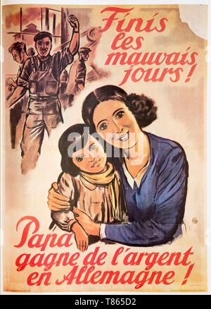 France, Paris, ancien affiche de propagande de la Seconde Guerre mondiale (39-45) Banque D'Images