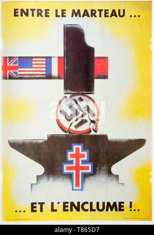 France, Paris, ancien affiche de propagande de la Seconde Guerre mondiale (39-45) Banque D'Images