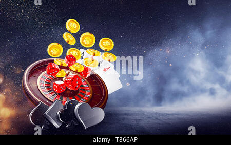 L'illustration, l'isolement de l'élément Casino bannière sur fond coloré Banque D'Images