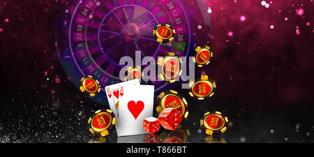 L'illustration, l'isolement de l'élément Casino bannière avec le fond coloré Banque D'Images