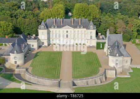 La France, dans le Maine et Loire, labyrinthe, château de Montgeoffroy (vue aérienne) Banque D'Images